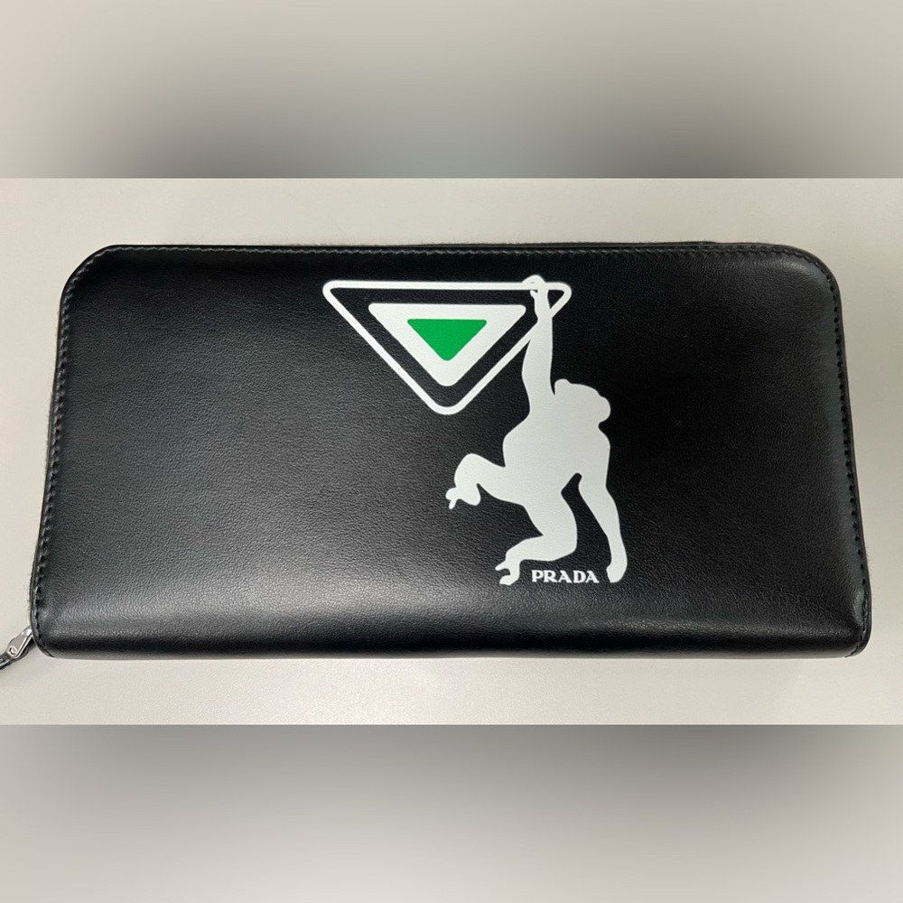 RARE PRADA City Sport Monkey zip around leather wallet